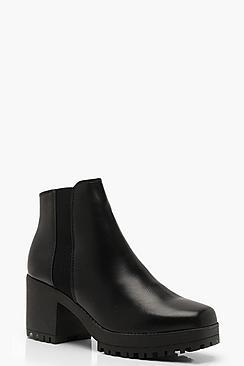Boohoo Chunky Square Toe Chelsea Boots