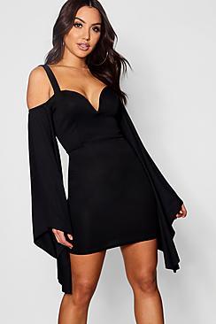 Boohoo Mel Exaggerated Flare Sleeve Mini Dress