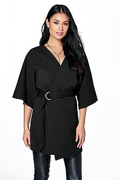 Boohoo Aimee Textured Belted Kimono Jacket