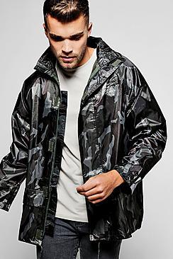 Boohoo Zip Through Camo Waterproof Jacket