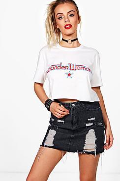 Boohoo Cath Wonder Woman Crop Top