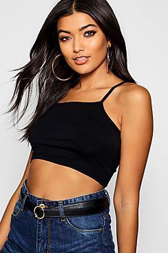 Boohoo Basic Spaghetti Strap Super Crop Top