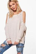 Boohoo Isabelle Cold Shoulder Eyelet Jumper