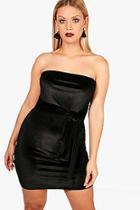 Boohoo Plus Zoe Tie Detail Velvet Dress