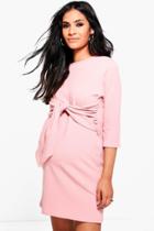 Boohoo Sahara Tie Front Shift Dress Rose