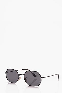 Boohoo Black Frame Hexagon Fashion Glasses