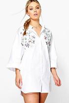 Boohoo Plus Blair Embroidered Shirt Dress