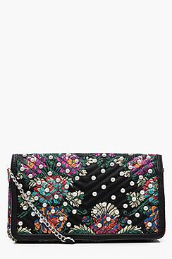 Boohoo Rosa Printed Jacquard Cross Body Bag