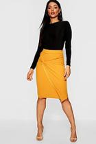 Boohoo Knot Detail Wrap Midi Skirt
