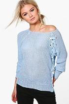 Boohoo Emilia Ribbon Lace Up Jumper