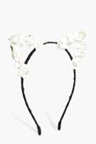 Boohoo Eloise Oversized Floral Cat Ear Headband White