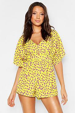 Boohoo Tall Leopard Print Kimono Sleeve Playsuit