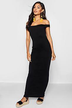 Boohoo Bardot Column Jersey Maxi Dress