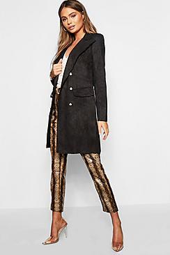 Boohoo Suedette Double Breasted Trench