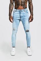 Boohoo Skinny Fit Jeans With Ripped Knee And Side Tape