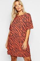Boohoo Plus Tiger Print T-shirt Dress