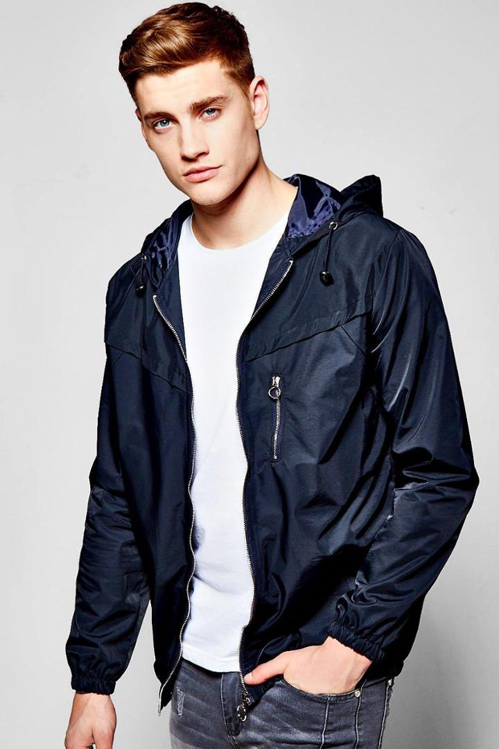 Boohoo Hooded Windbreaker Inspired Jacket Navy