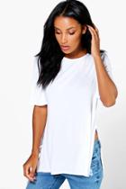 Boohoo Michelle Oversized Half Sleeve T-shirt White