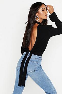Boohoo Woven Open Back Blouse