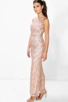 Boohoo Boutique Cher All Over Embellished Maxi Dress Pink