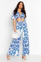 Boohoo Wide Leg Knot Front Co-ord Set