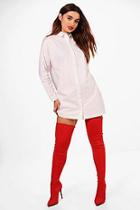 Boohoo Petite Becky Slogan Back Shirt Dress