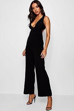 Boohoo Open Back Cullotte Jumpsuit
