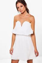 Boohoo Gayna Pleated Off Shoulder Skater Dress