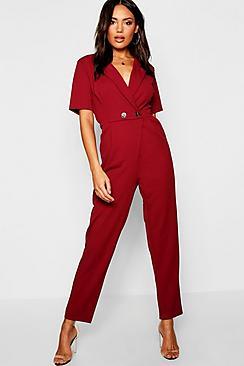 Boohoo Horn Button Blazer Jumpsuit