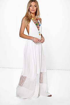 Boohoo Tina Lace Insert Maxi Dress