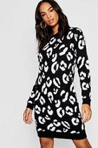 Boohoo Tall Leopard Print Jumper Dress