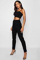 Boohoo Hannah Bandeau Pinstripe Trouser Co-ord Set