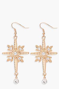 Boohoo Amy Military Inspired Cross Diamante Earrings