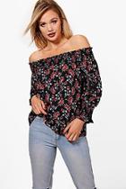 Boohoo Eliza Woven Floral Off The Shoulder Top