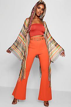 Boohoo Jade Chevron Tassle Batwing Cardigan