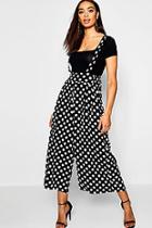 Boohoo Polka Dot High Waist Trousers With Braces