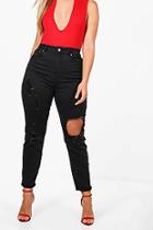 Boohoo Plus Hannah Black Multi Rip Skinny Jeans