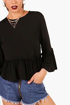 Boohoo Billie Flare Cuff Cut Out Blouse