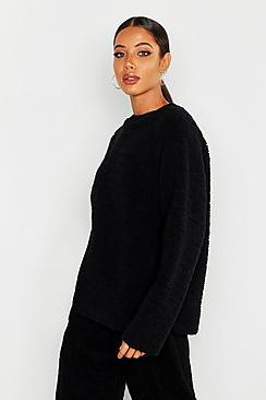 Boohoo Knitted Borg Raglan Sleeve Oversized Jumper