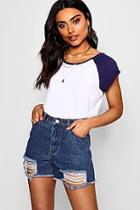 Boohoo Lexi Contrast Raglan Cropped Tee