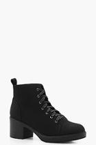 Boohoo Phoebe Lace Up Canvas Ankle Boot
