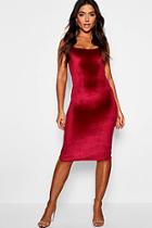 Boohoo Velvet Longline Neck Midi Dress