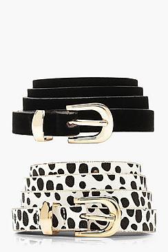 Boohoo 2 Pack Skinny Dalmatian Belt