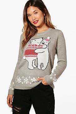 Boohoo Jennifer Pom Pom Christmas Jumper