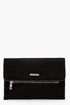 Boohoo Suedette Zip & Bar Clutch