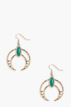 Boohoo Diana Stone Detail Boho Horn Shape Earrings Gold