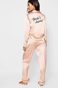 Boohoo Brides Squad Satin Trouser Set