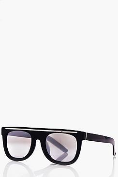 Boohoo Black Thick Frame Aviators Sunglass