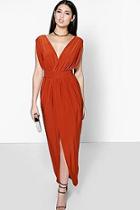Boohoo Blair Wrap Front Plunge Neck Maxi Dress