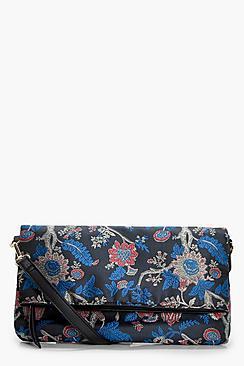 Boohoo Sophie Oriental Satin Foldover Cross Body Bag